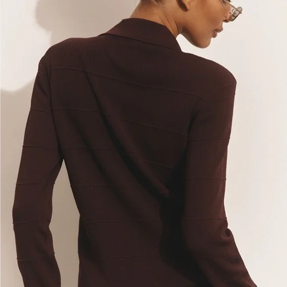 Maeve Burgundy Cardigan with Gold Buttons - Picture 3 of 4